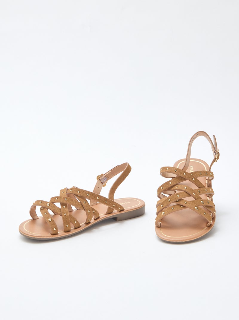 Sandali con cinturini e borchie Beige - Kiabi