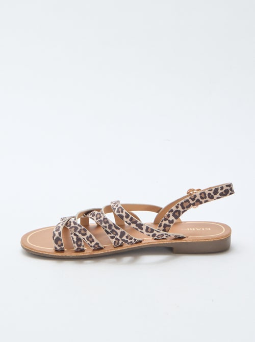 Sandali con cinturini e motivo leopardato - Kiabi