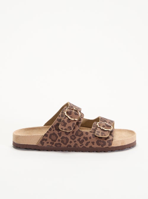 Sandali con doppie fascette e motivo "leopardato" - Kiabi