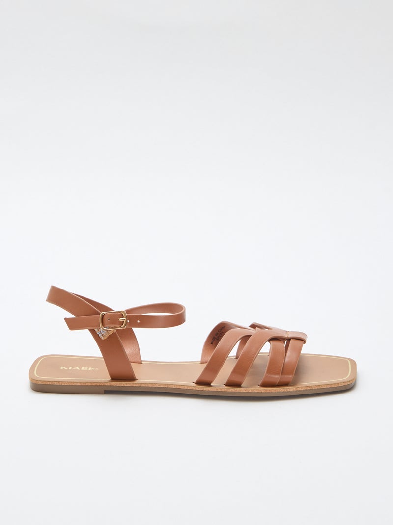Sandali con fascette incrociate Marrone - Kiabi