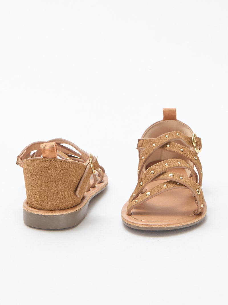 Sandali con listini e borchie Beige - Kiabi