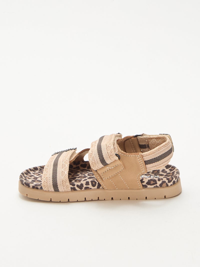 Sandali con velcro leopardati Beige - Kiabi