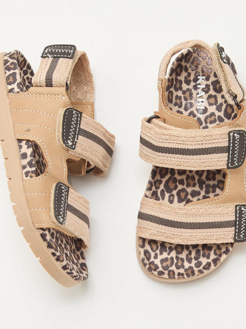 Sandali con velcro leopardati Beige - Kiabi