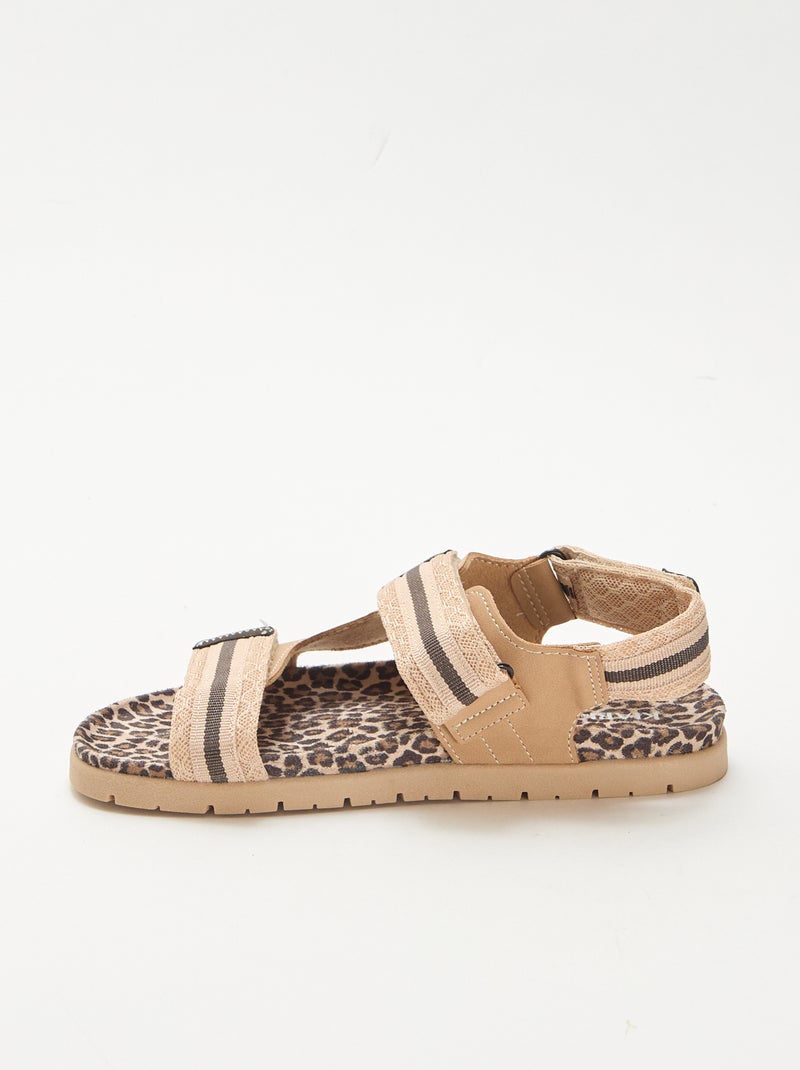 Sandali con velcro leopardati Beige - Kiabi
