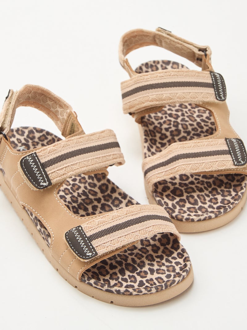 Sandali con velcro leopardati Beige - Kiabi