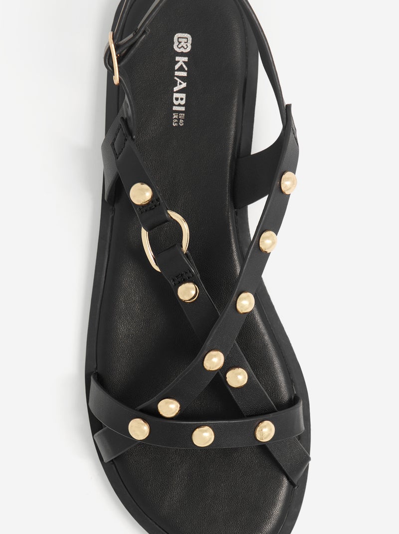 Sandali piatti con dettagli borchie Nero - Kiabi