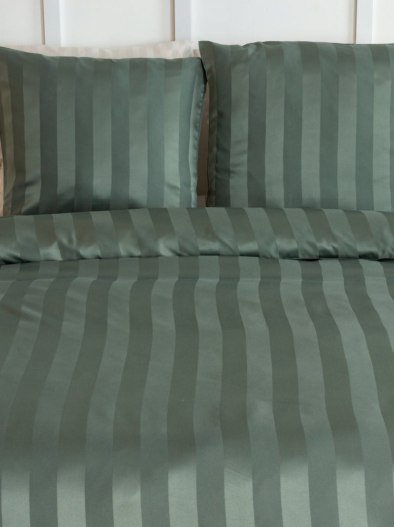 Satin-Bettwäsche-Set für 1 oder 2 Personen + 2 Kissenbezüge Grün - Kiabi