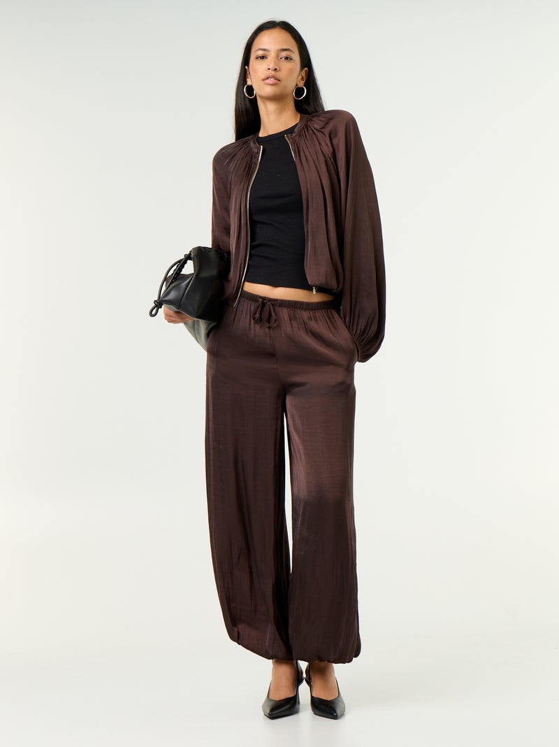 Satin Bubble Jacket Brown - Kiabi