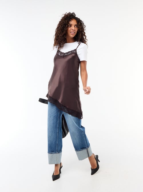 Satin Dress with Lace - Kiabi