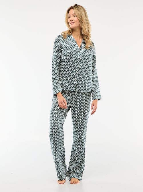 Satin-Effect 2-Piece Pajama Set - Shirt + Pants - Kiabi