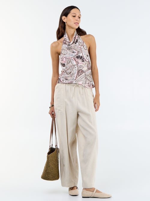 Satin-Effect Asymmetric Plain Stretch Top - Kiabi