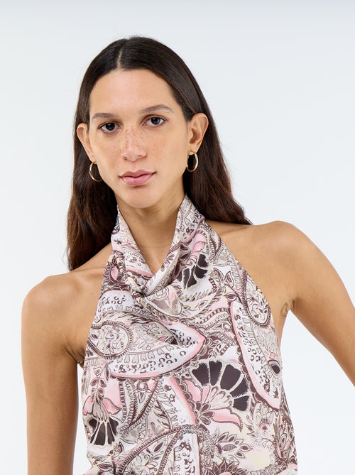 Satin-Effect Asymmetric Plain Stretch Top - Kiabi