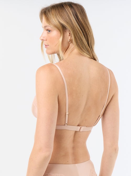 Satin-effect Microfiber and Lace Triangle Bra - Kiabi