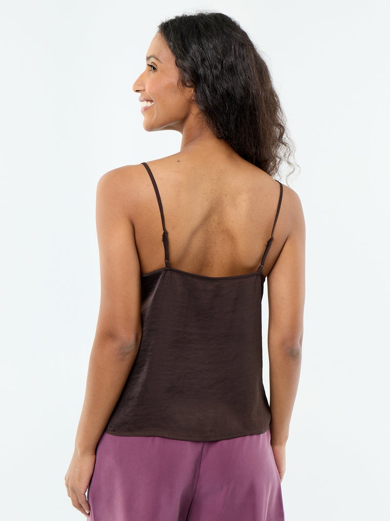 Satin Lace Top Brown - Kiabi