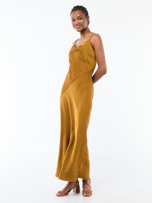 Satin Maxi Dress with Spaghetti Straps - Kiabi