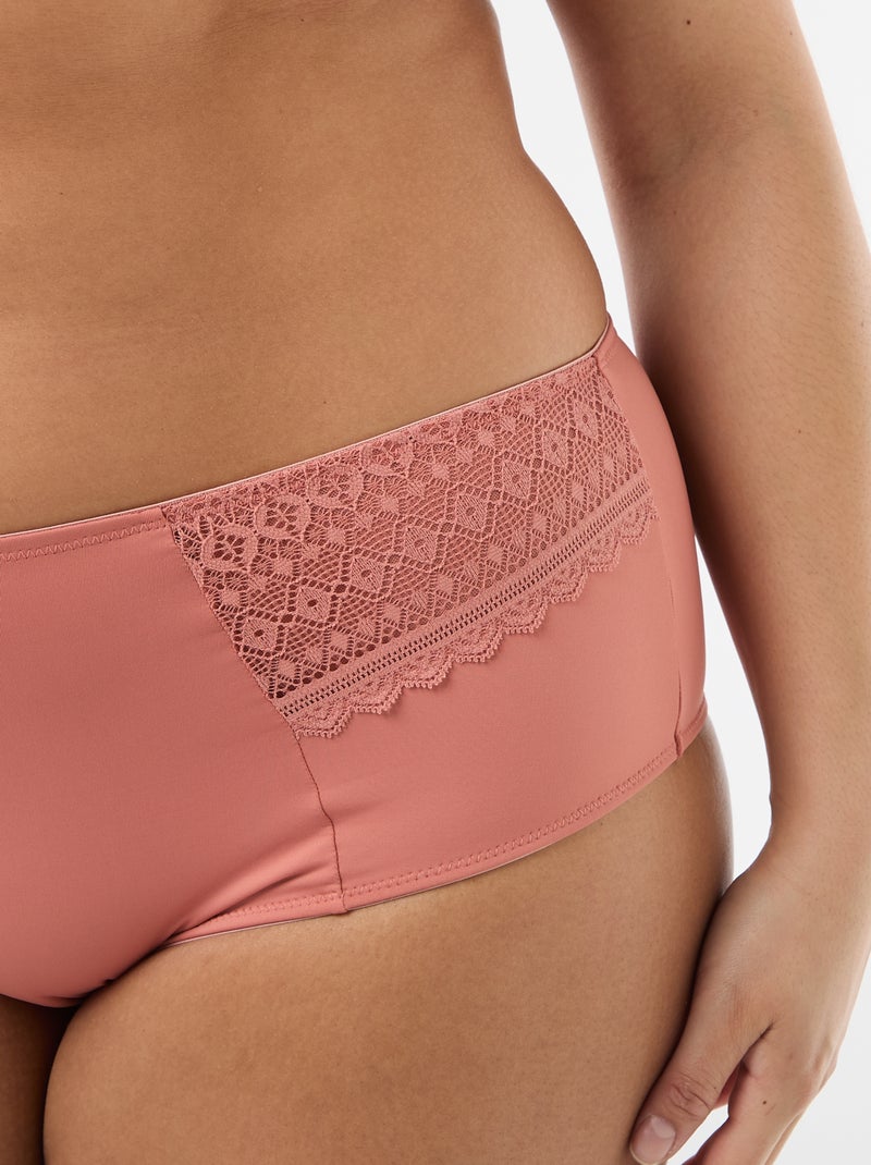 Satin Panties with Lace Pink - Kiabi