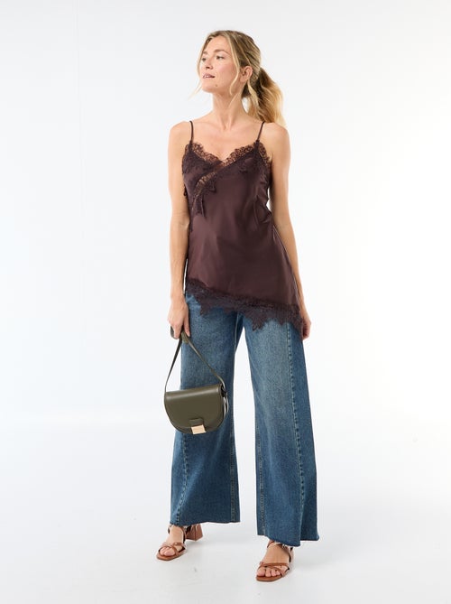 Satin Slip Dress with Lace - Kiabi