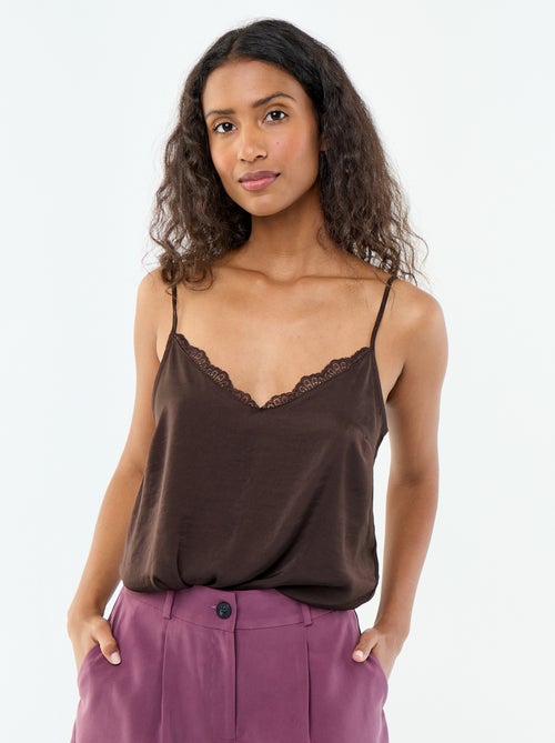 Satin-Top mit Spitze - Kiabi Satin-Top mit Spitze - Kiabi