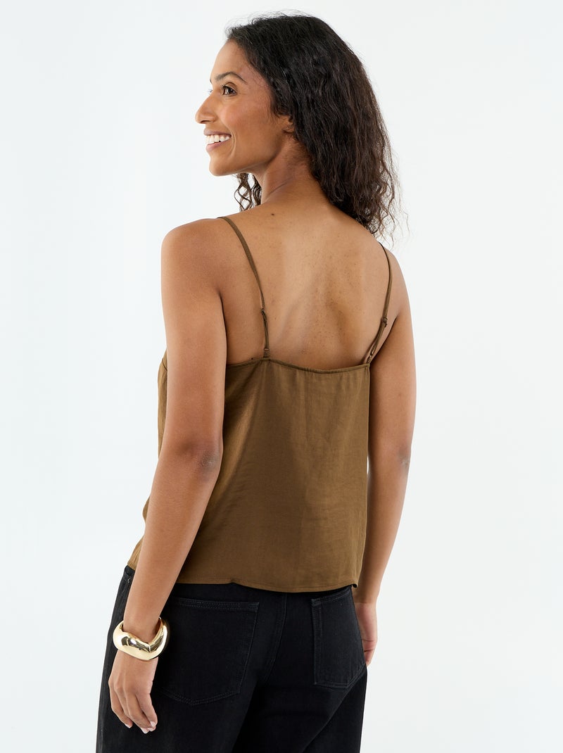 Satin-Top mit Spitze Marron - Kiabi