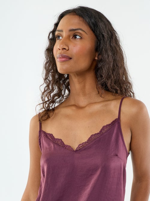 Satin-Top mit Spitze - Kiabi Satin-Top mit Spitze - Kiabi