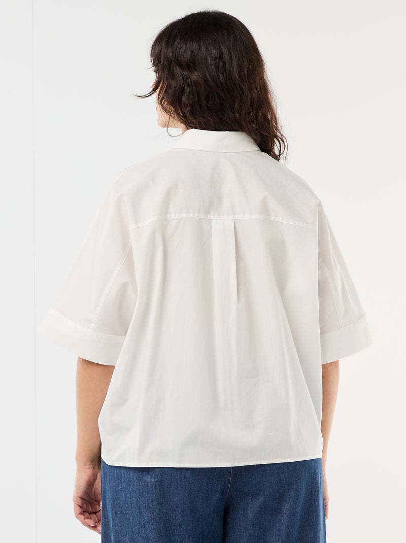 Satinbluse mit Seesternknöpfen Weiß - Kiabi