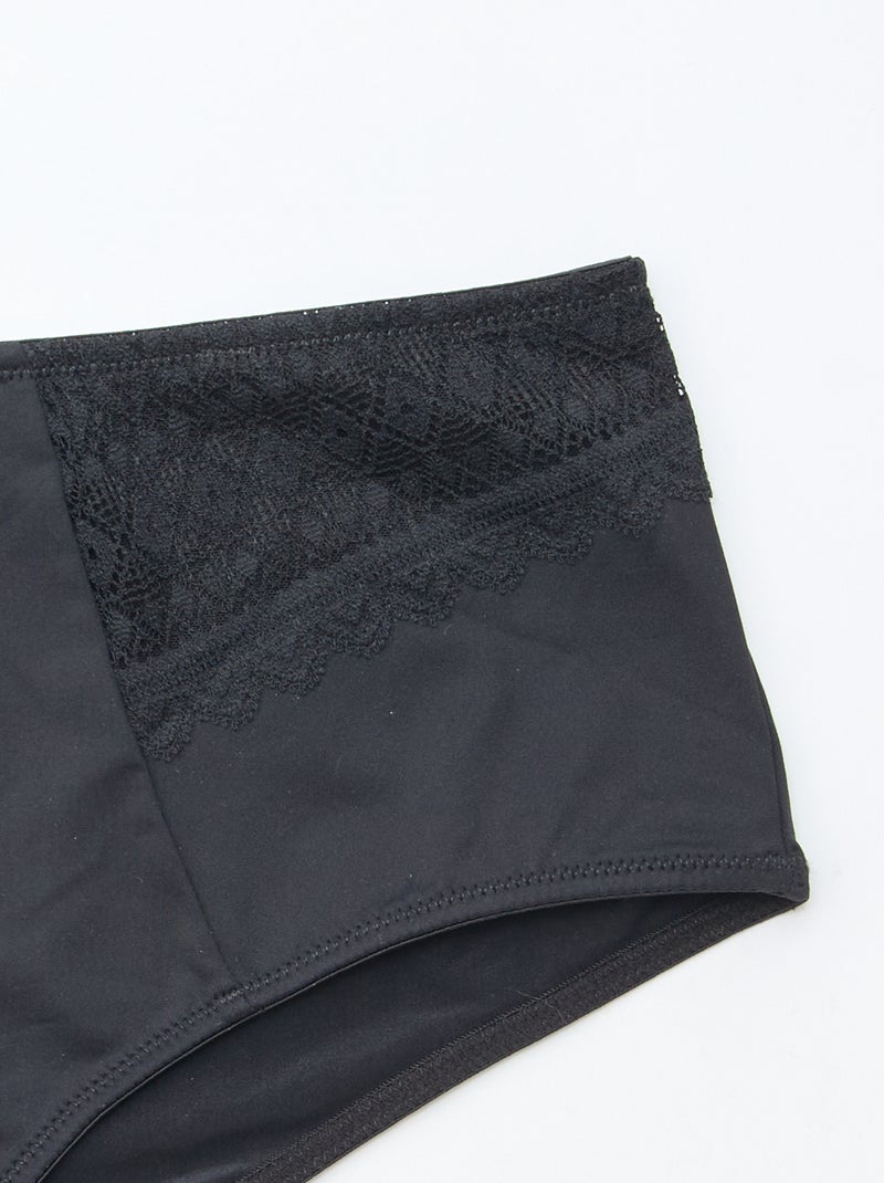 Satinhöschen mit Spitze Schwarz - Kiabi