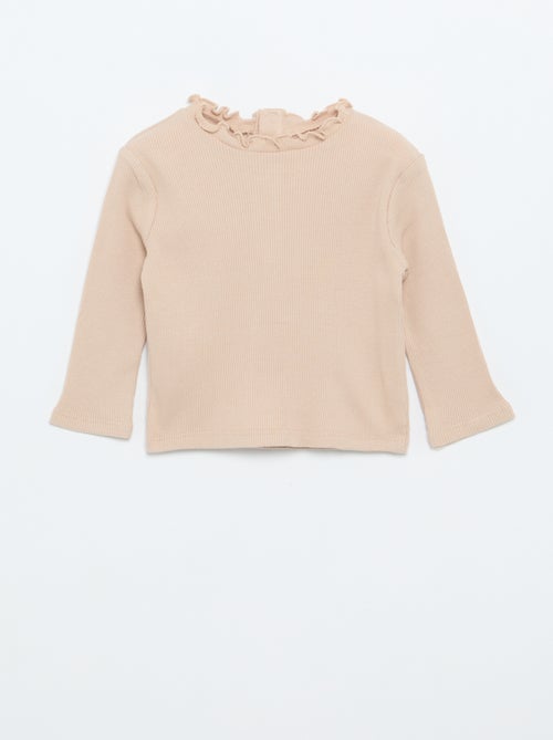 Scalloped Collar Ribbed T-shirt - Kiabi