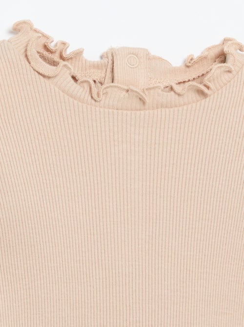 Scalloped Collar Ribbed T-shirt - Kiabi