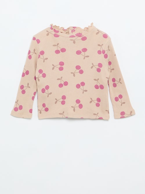 Scalloped Collar Ribbed T-shirt - Kiabi