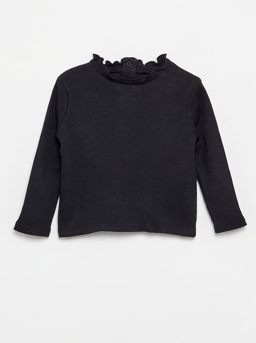 Scalloped Collar Ribbed T-shirt - Kiabi