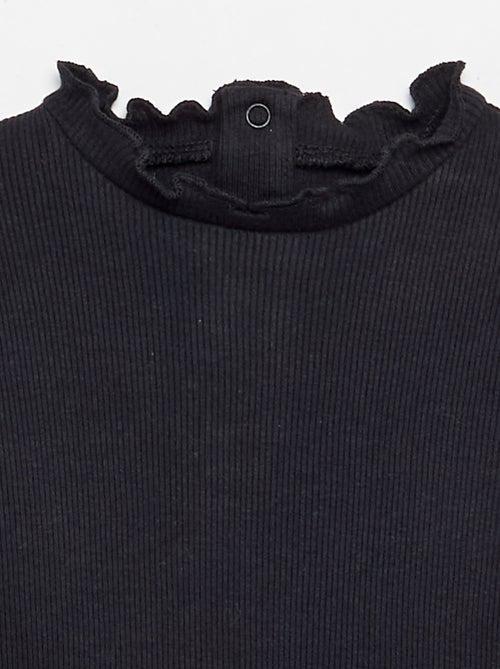 Scalloped Collar Ribbed T-shirt - Kiabi