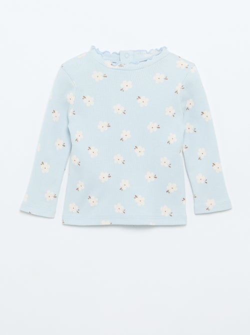 Scalloped Collar Ribbed T-shirt - Kiabi