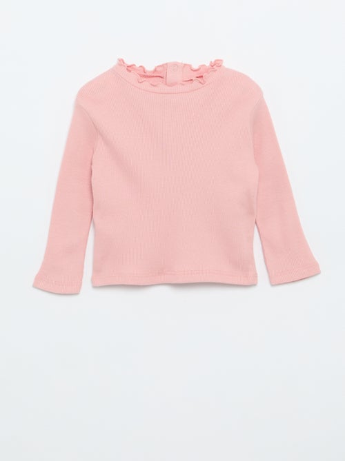 Scalloped Collar Ribbed T-shirt - Kiabi Scalloped Collar Ribbed T-shirt - Kiabi