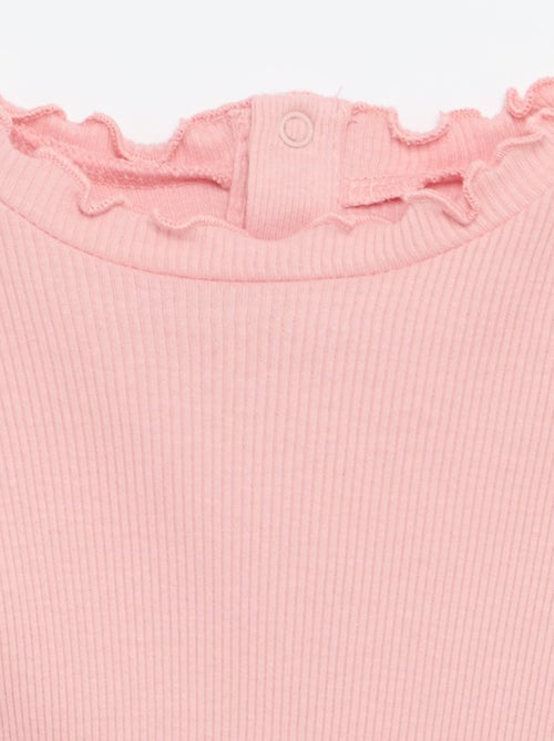 Scalloped Collar Ribbed T-shirt - Kiabi Scalloped Collar Ribbed T-shirt - Kiabi