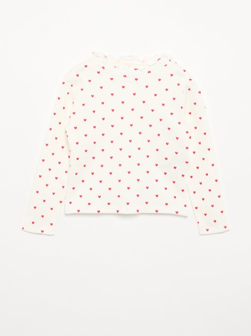 Scalloped Collar Ribbed T-shirt - Kiabi Scalloped Collar Ribbed T-shirt - Kiabi