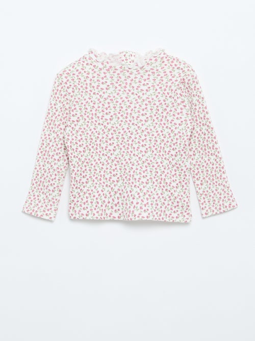 Scalloped Collar Ribbed T-shirt - Kiabi Scalloped Collar Ribbed T-shirt - Kiabi