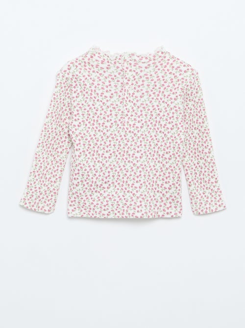 Scalloped Collar Ribbed T-shirt - Kiabi Scalloped Collar Ribbed T-shirt - Kiabi
