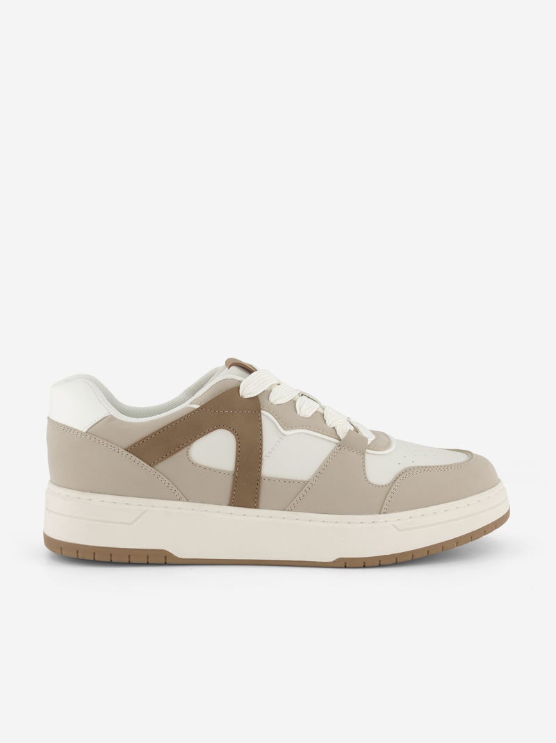 Scarpe da ginnastica basse in similpelle Beige - Kiabi