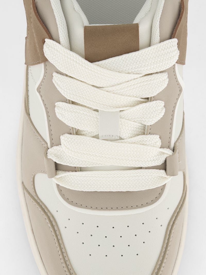 Scarpe da ginnastica basse in similpelle Beige - Kiabi