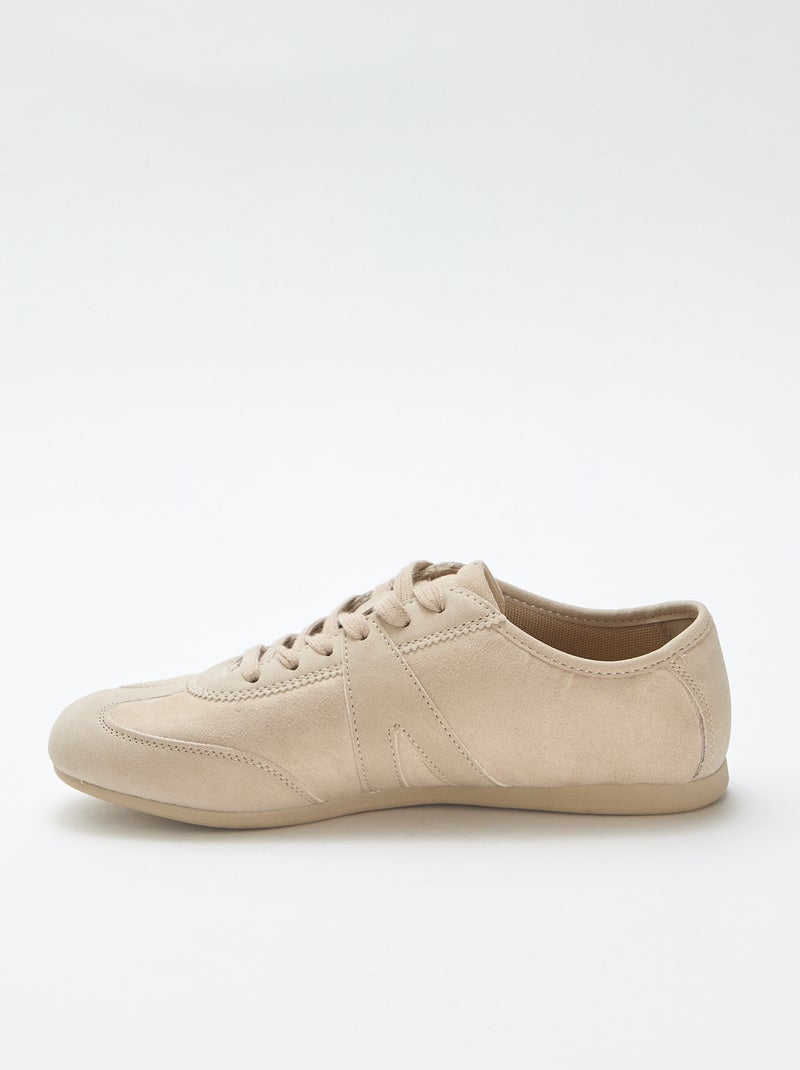 Scarpe da ginnastica in due materiali tinta unita Beige - Kiabi