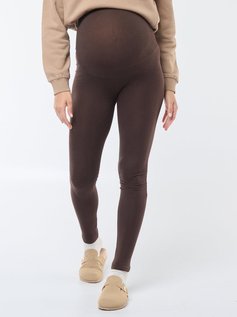Schwangerschafts-Legging lang aus unifarbenem Jersey Braun - Kiabi