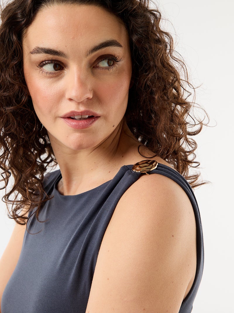 Scooped Back Bodysuit with Gold-Tone Charm Blue - Kiabi