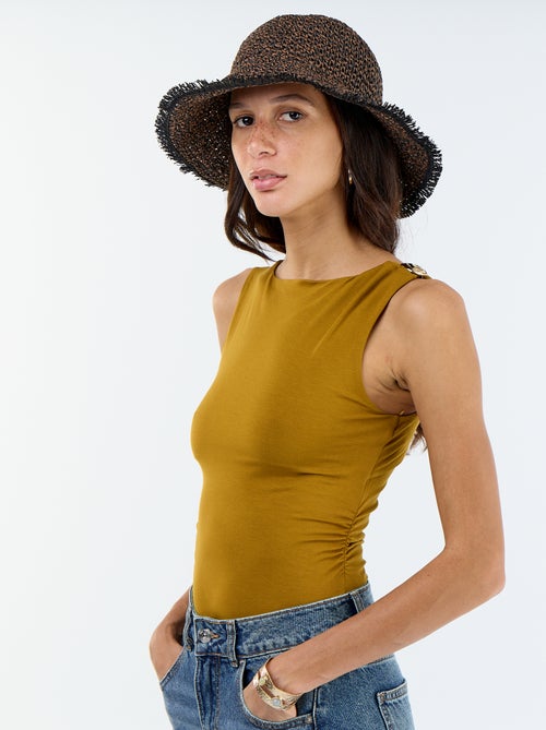 Scooped Back Bodysuit with Gold-Tone Charm - Kiabi
