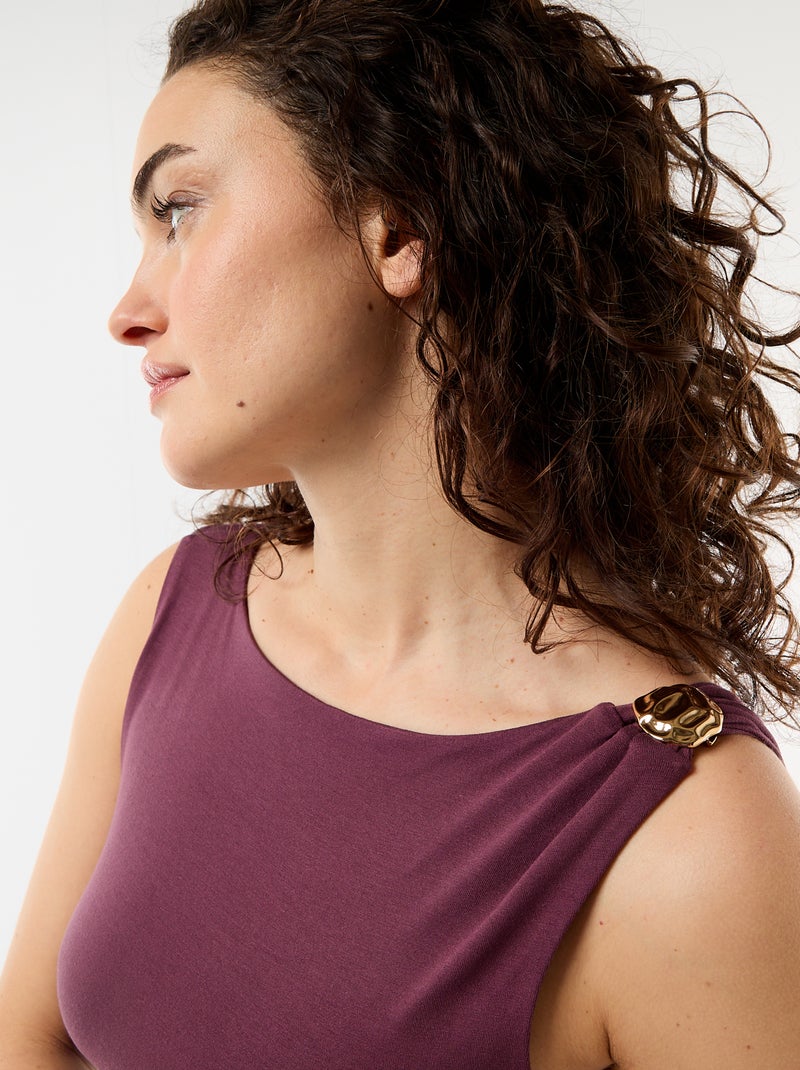 Scooped Back Bodysuit with Gold-Tone Charm Purple - Kiabi