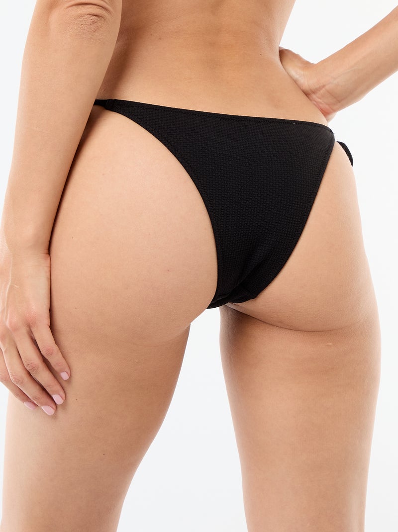Seashell Starfish Embellished Thong Bikini Bottom Black - Kiabi