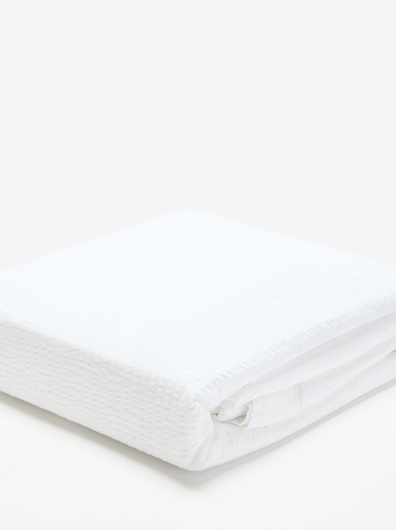 Seersucker-Bettwäsche-Set für 2 Personen, 240 x 220 cm Blanc - Kiabi
