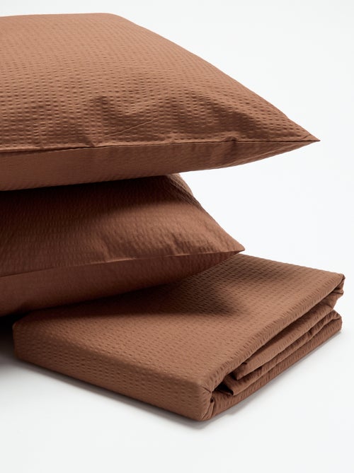 Seersucker-Bettwäsche-Set für 2 Personen, 240 x 220 cm - Kiabi