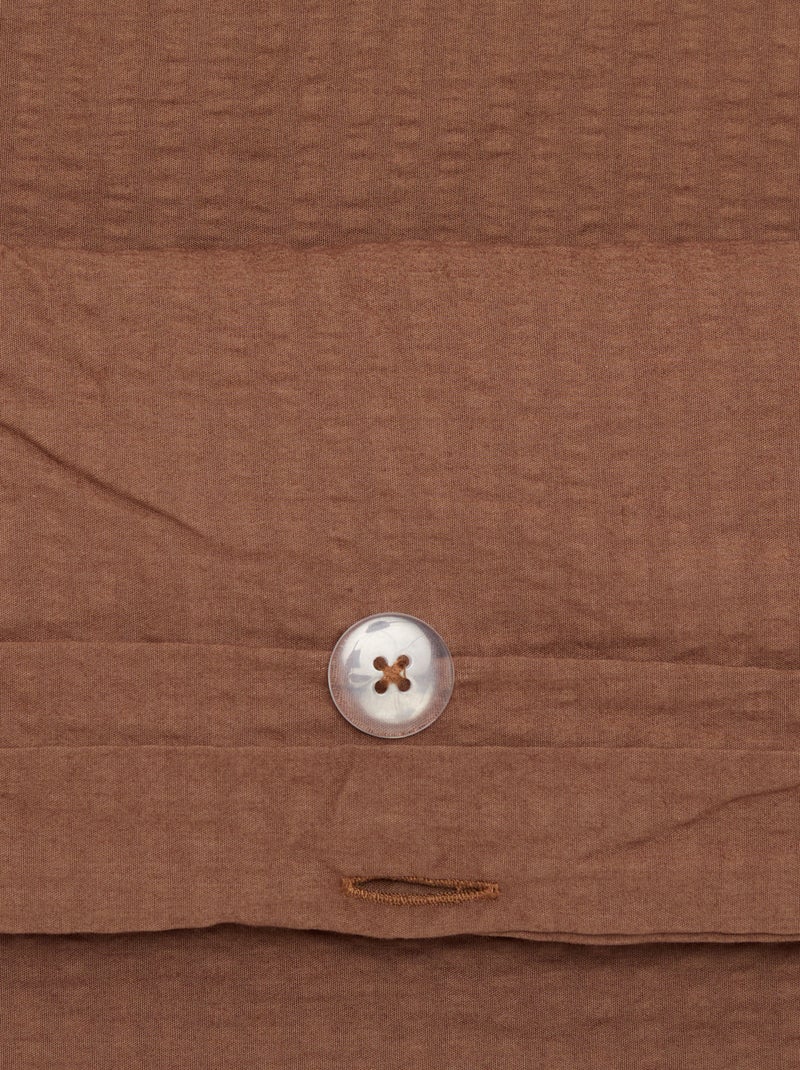 Seersucker Double Duvet Cover Set 240 x 220 cm Brown - Kiabi