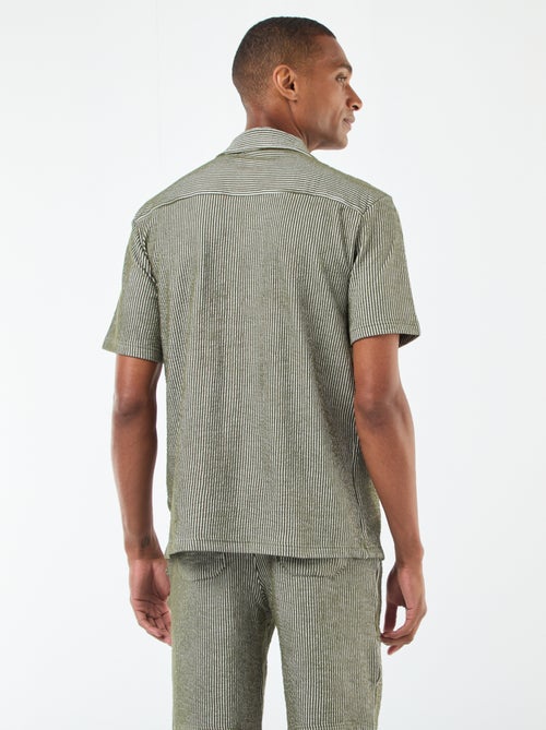 Seersucker-style short-sleeved shirt - Kiabi