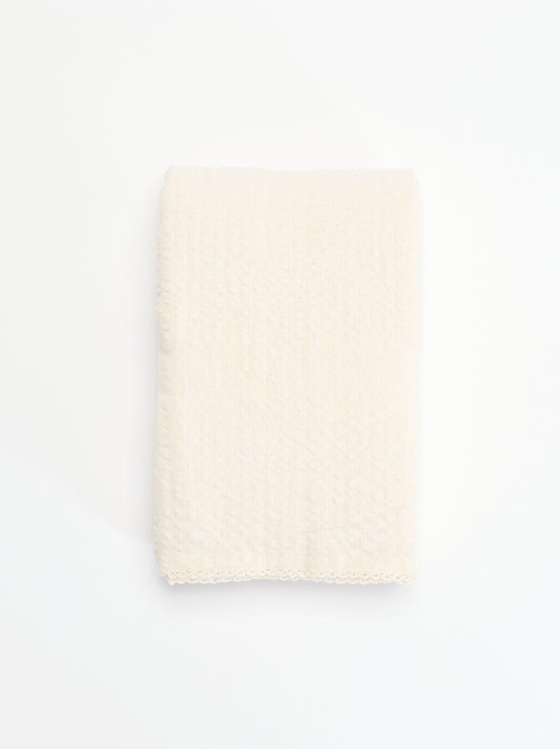 Seersucker Waffle Fabric Tablecloth Beige - Kiabi